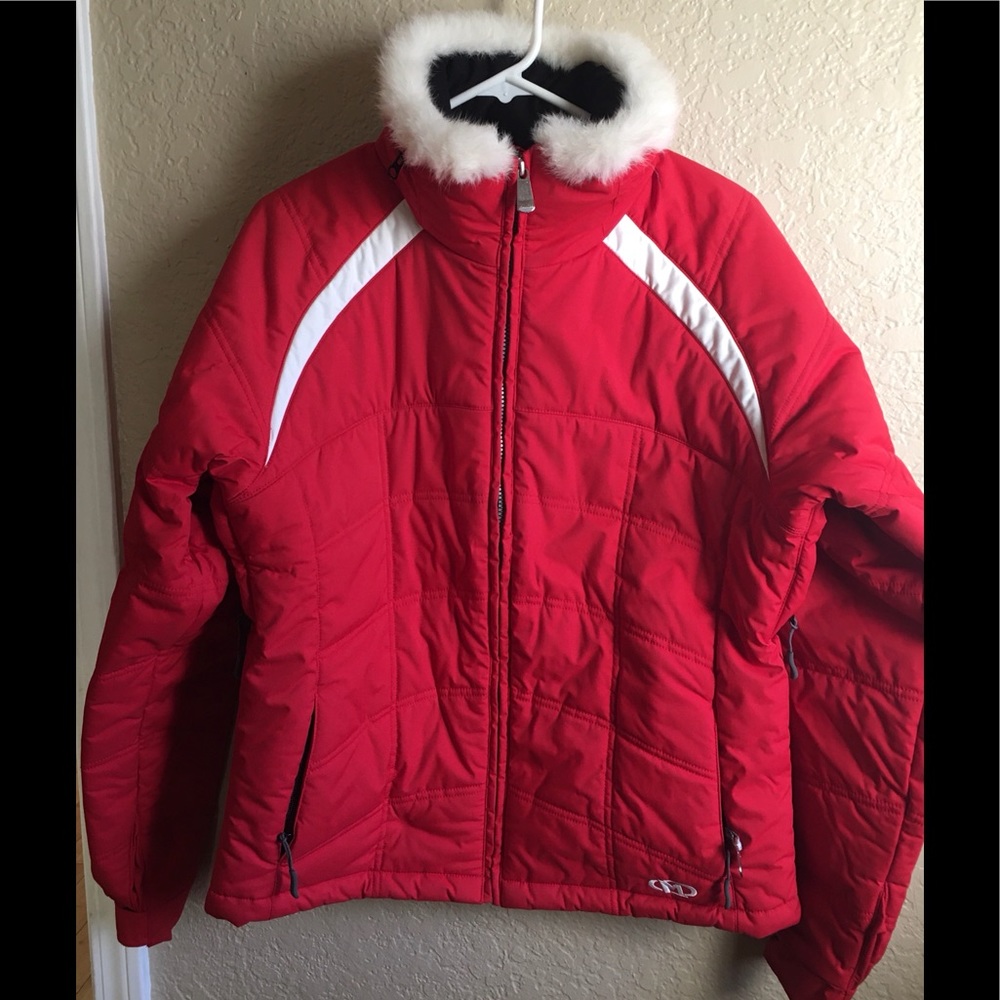 Marker Red Ski Jacket W/Hood Women’s Size 10 Vents